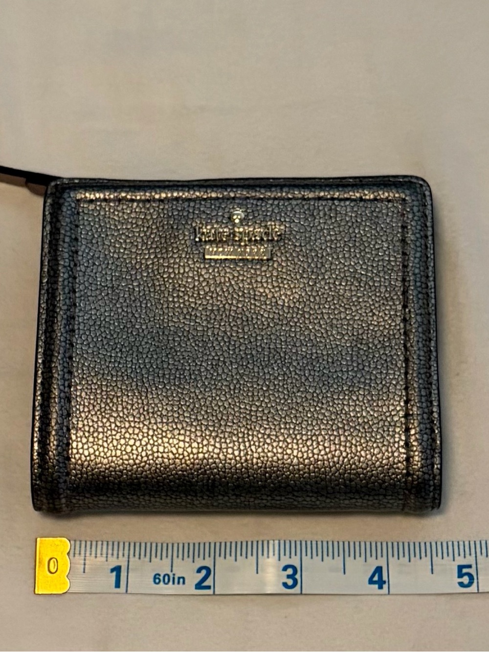 kate spade metallic gray pebbled leather zip wallet - Picture 5 of 15